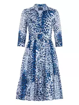 Платье-рубашка Одри с леопардовым принтом Samantha Sung, синий