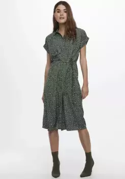 Платье-рубашка ONLY "ONLHANNOVER S/S SHIRT DRESS NOOS WVN", цвет Laurel Wreath Aop Animal