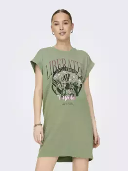 Платье-рубашка ONLY "ONLLUCY LIFE S/L BUTTERFLY DRESS BOX JRS", цвет Hedge Green Print:Liberated Lovely