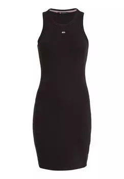 Платье-рубашка, овальный вырез, широкие бретели, женское TOMMY Jeans, цвет Bds Black