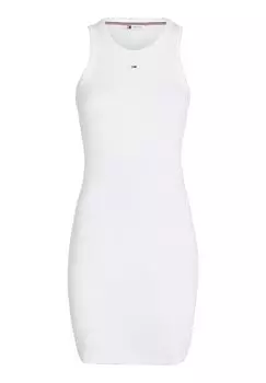 Платье-рубашка, овальный вырез, широкие бретели, женское TOMMY Jeans, цвет Ybr White