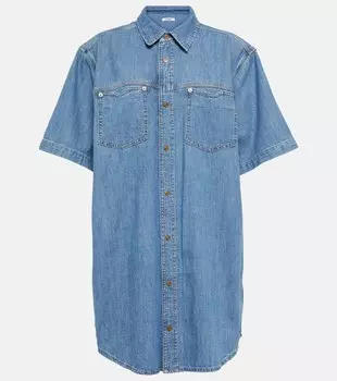 Платье-рубашка оверсайз из хлопкового денима RE/DONE, синий