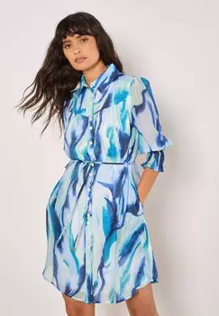 Платье-рубашка PAINTERLY SWIRLS Apricot, синий