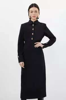 Платье-рубашка Petite Essential из техно-макси макси Karen Millen, черный