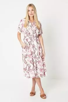 Платье-рубашка Petite с поясом и рисунком пейсли Debenhams, белый