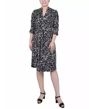 Платье-рубашка Petite с рукавами до локтя и Y-образным вырезом NY Collection