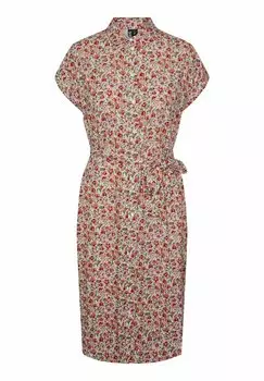 Платье-рубашка Pieces, молочный