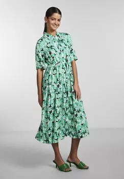 Платье-рубашка Pieces, зеленый