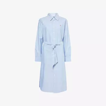 Платье-рубашка Polo Ralph Lauren с вышитым логотипом, синий