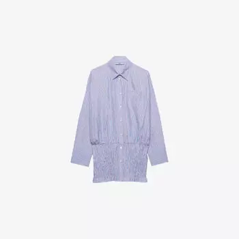 Платье-рубашка Prada из хлопкового поплина с полосками, голубой