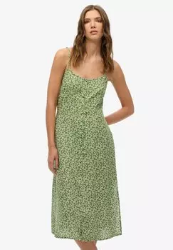 Платье-рубашка PRINT BUTTON CAMI MIDI Superdry, зеленый