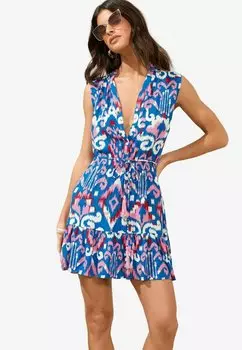 Платье-рубашка PRINTED CRINKLE SLEEVELESS MINI Lipsy, синий