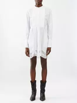 Платье-рубашка rehana из английского поплина с вышивкой бродери Marant Etoile, белый