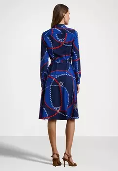 Платье-рубашка ROPE PRINT CREPE SHIRTDRESS Lauren Ralph Lauren, синий