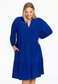 Платье-рубашка RUFFLE DETAIL YOEK, темно-синий