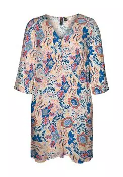 Платье-рубашка, рукав 3/4, изогнутый фасон, для женщин VERO MODA, цвет Silver