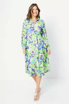 Платье-рубашка с абстрактным цветочным принтом и поясом Debenhams, мультиколор