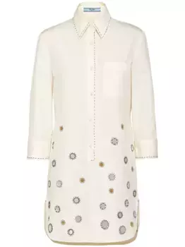 Платье-рубашка с аппликацией Prada, нейтральный