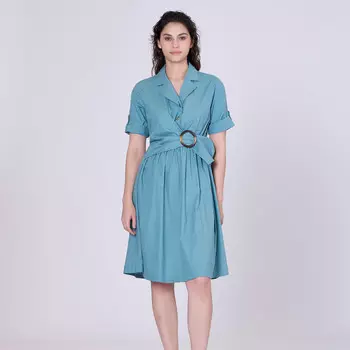 Платье-Рубашка с асимметричной вставкой на поясе Smart And Joy, бирюзовый