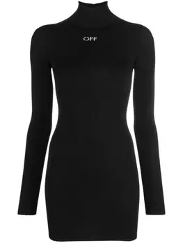 Платье-рубашка с декорированным логотипом Off-White, черный