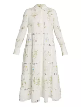 Платье-рубашка с длинными рукавами ERDEM, белый