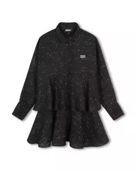 Платье-рубашка с длинными рукавами и принтом для девочки DKNY, черный