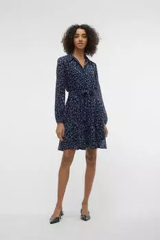 Платье-рубашка с длинными рукавами Vero Moda, темно-синий