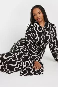 Платье рубашка с длинными рукавами Yours Curve, черный