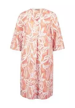 Платье-Рубашка с добавлением льна V-образный вырез Cartoon, мультиколор