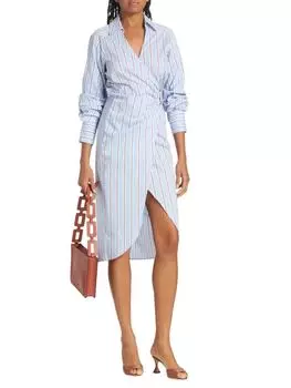 Платье-рубашка с драпировкой Afton Veronica Beard, цвет Blue Multi