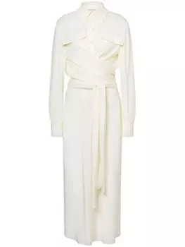 Платье-рубашка с драпировкой Alberta Ferretti, белый
