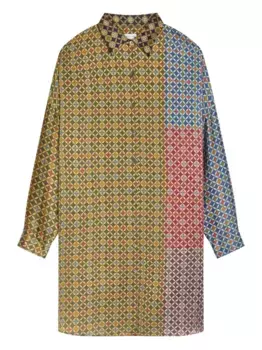 Платье-рубашка с геометричным принтом DRIES VAN NOTEN, зеленый