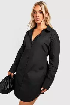 Платье-рубашка с глубоким манжетом и завязкой на спине Boohoo, черный