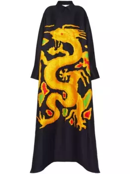 Платье-рубашка с графичным принтом VALENTINO GARAVANI, черный