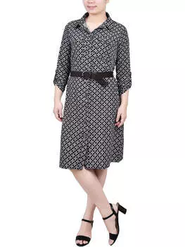 Платье-рубашка с карманами для женщин Petites NY Collection, цвет black-white rope iconic