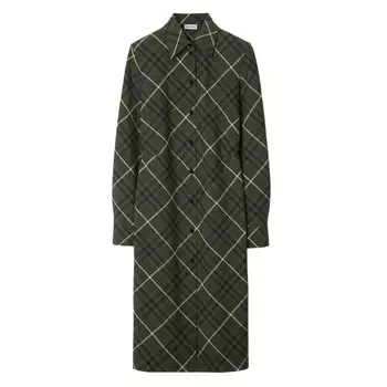 Платье-рубашка с клетчатым принтом Burberry, зеленый