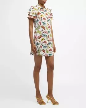 Платье-рубашка с короткими рукавами Boundless Butterfly Jem Alice + Olivia, цвет Boundless Butterfly