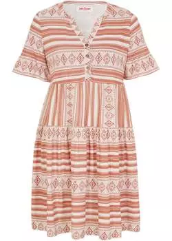 Платье-рубашка с короткими рукавами и принтом John Baner Jeanswear, бежевый