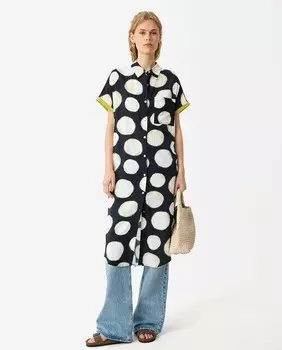 Платье-рубашка с короткими рукавами и принтом в горошек Parfois, черный