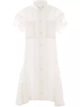 Платье-рубашка с короткими рукавами sacai, белый