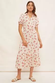 Платье-Рубашка с короткими рукавами застегивающееся на пуговицы Friends Like These, мультиколор