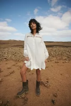 Платье-Рубашка с кружевом Superdry, белый