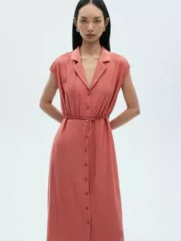 Платье-рубашка с лапшой Mango, розовый