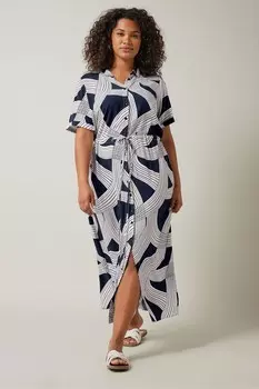 Платье рубашка с линейным принтом Evans, синий