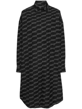Платье-рубашка с логотипом Balenciaga, черный