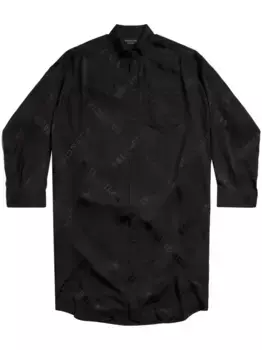 Платье-рубашка с логотипом BALENCIAGA, черный