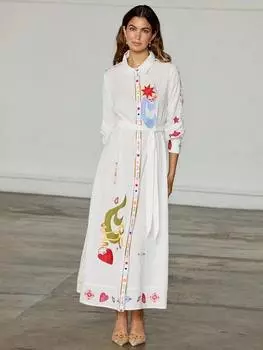 Платье-рубашка с мотивами Never Fully Dressed, кремовый/разноцветный