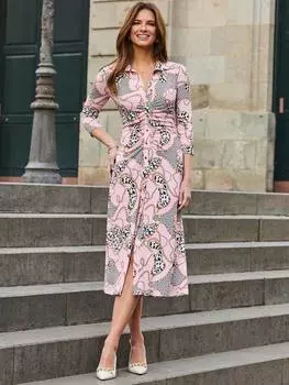 Платье-рубашка с несколькими принтами Sosandar, розовый/разноцветный