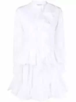 Платье-рубашка с оборками Alexander McQueen, белый