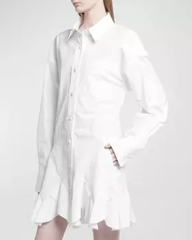 Платье-рубашка с оборками и пуговицами спереди Stella McCartney, цвет Pure White
